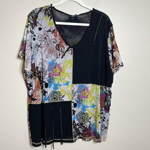 Women's Top Gothic Grunge Pactchwork Bright Mesh Artsy Graphic Twee Y2K 2X Relax